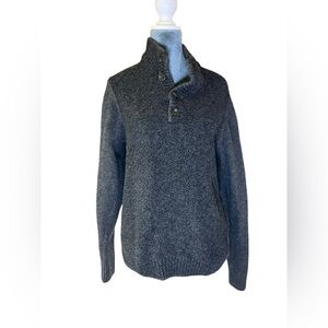 Italian Made, Gianetti, 80% Wool Sweater, Charcoal, Pullover, Button Accents